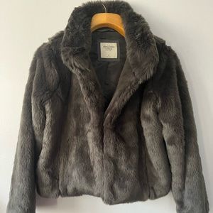 Abercrombie Faux Fur Cropped Grey Jacket